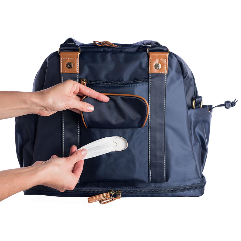 navy diaper bag